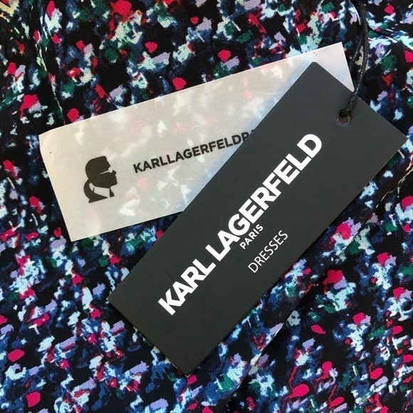 NWT Karl Lagerfeld sheath dress long sleeves chiffon abstract print 0 - Picture 8 of 10